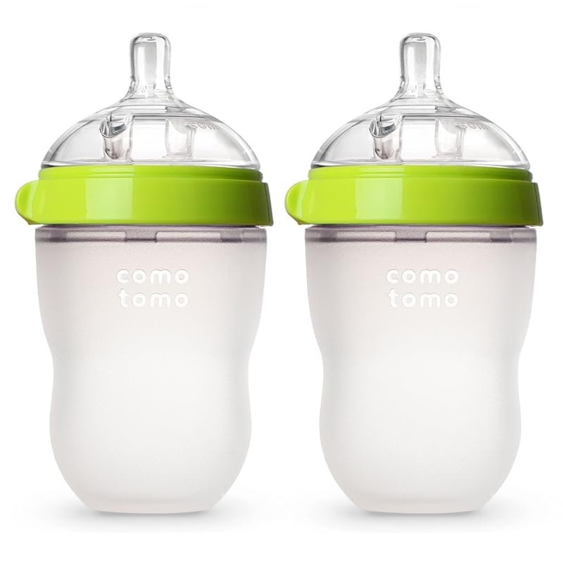 Comotomo Silicone Baby Bottles, Double Pack, 8 oz, Wide Neck, S
