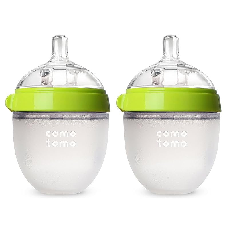Comotomo 5 oz Baby Bottle Double Pack Soft Silicone Wide Neck Natural