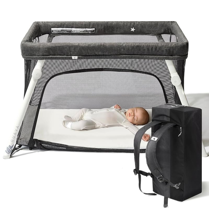 Guava Family Travel Crib - Lightweight Portable Play Yard with Backpac