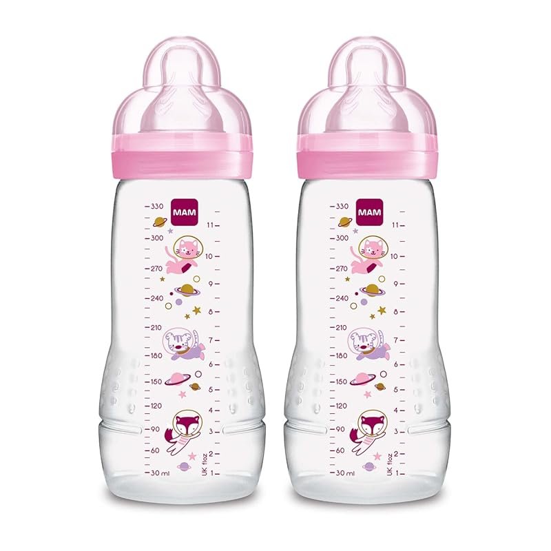 MAM Easy Active 11oz Baby Bottle Fast Flow SkinSoft Nipple Leak Proof 