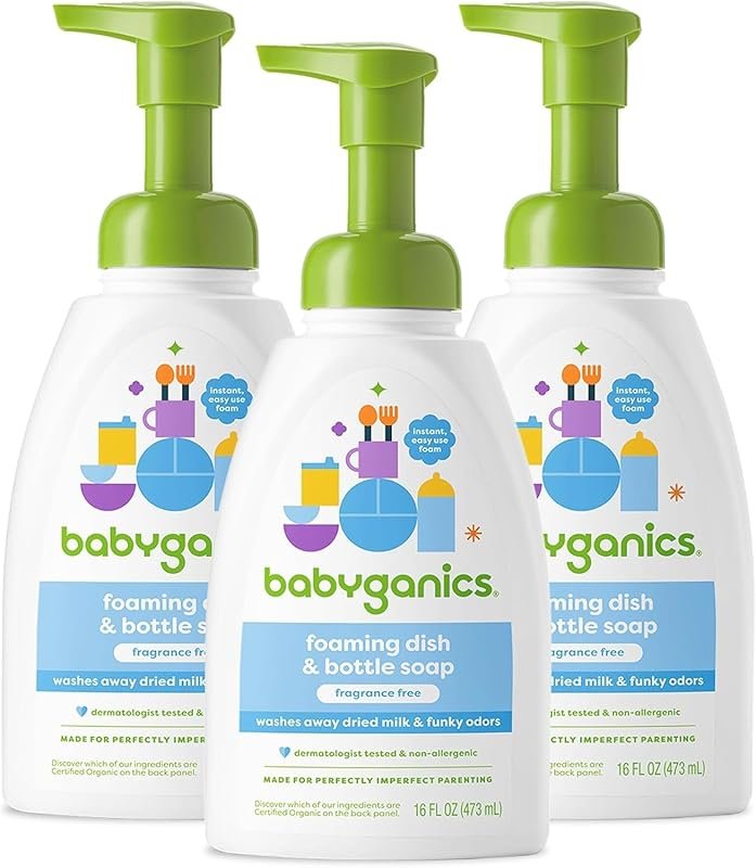 Babyganics foaming dish soap pump bottle fragrance free 16 oz three pa
