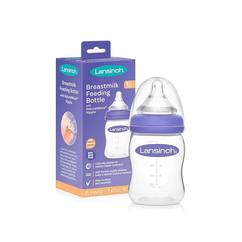 Lansinoh Momma Breastmilk Feeding Bottle 5oz NaturalWave Slow Flow Nip