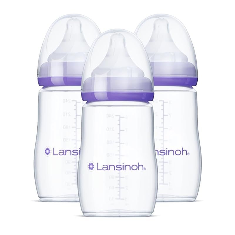 Lansinoh Anti Colic 8oz Baby Bottles for Breastfeeding Babies 3 Pack I
