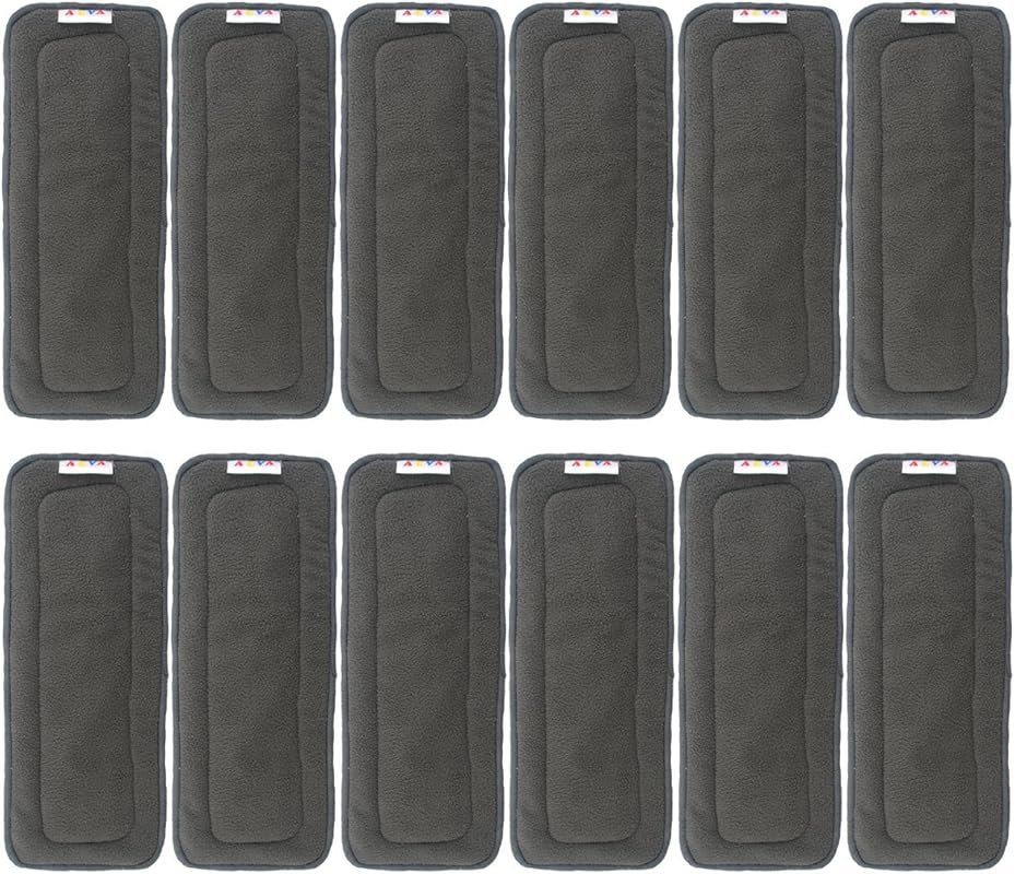 ALVABABY 12 Pack 5 Layer Cloth Diaper Inserts Reusable Absorbent Liner