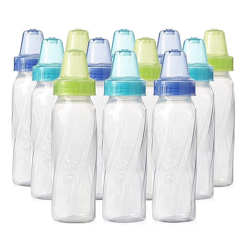 Evenflo classic clear plastic standard neck baby bottles, 8 oz each, p