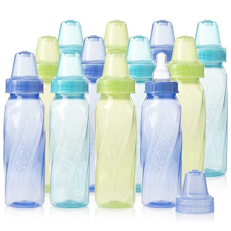 Evenflo classic tinted plastic standard neck baby bottles, 8 oz each, 