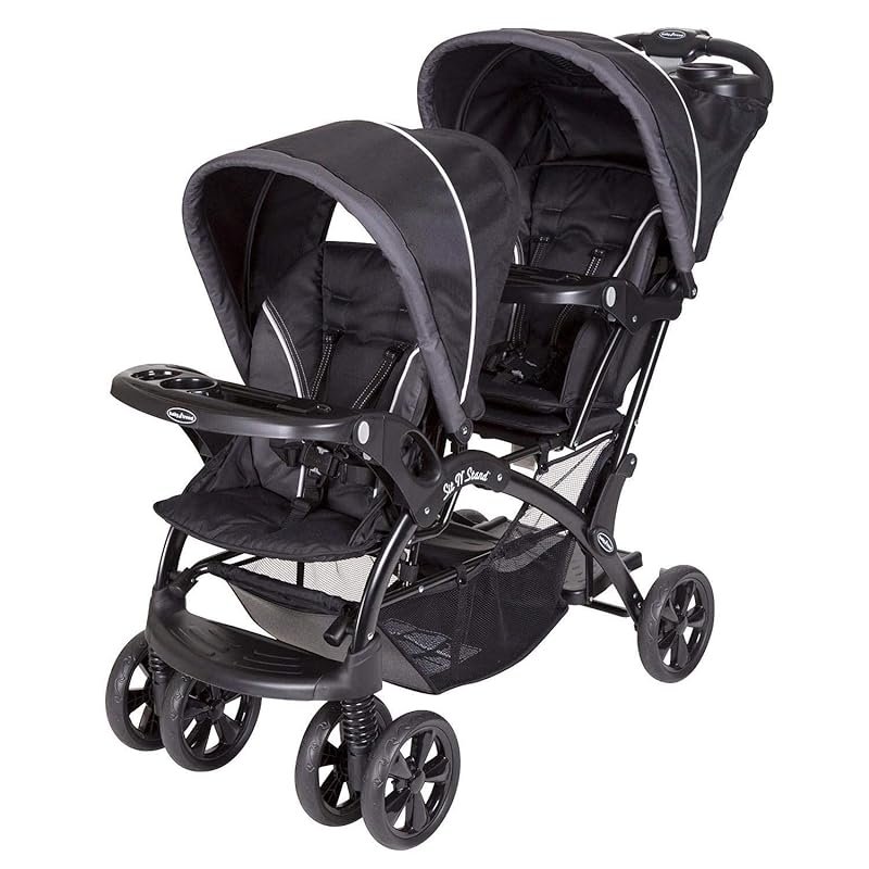 Baby Trend Sit N' Stand Double Stroller in Onyx Color with Easy Fold f