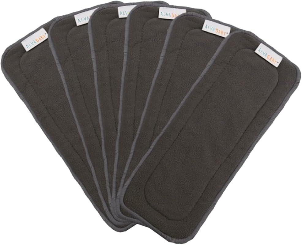 ALVABABY Six Pack Five Layer Reusable Cloth Diaper Inserts, Absorbent 