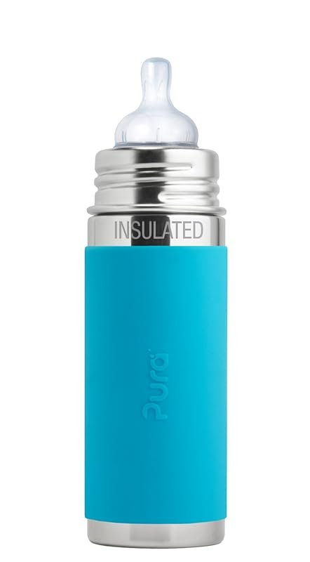 Pura Kiki 7 oz Stainless Steel Insulated Infant Bottle with Silicone M