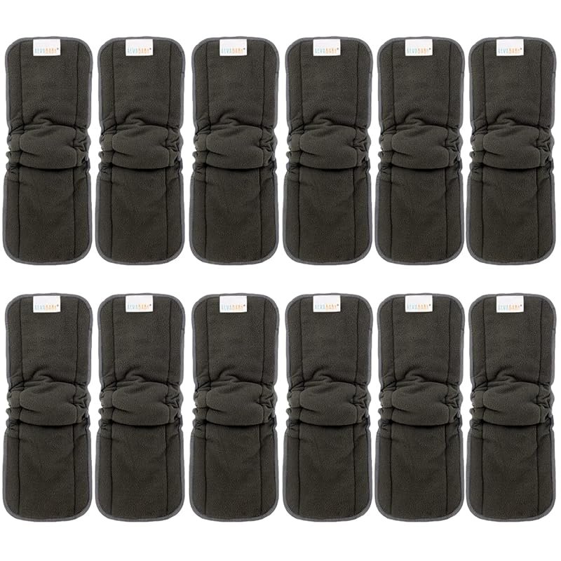 ALVABABY 12 Pack 5 Layer Cloth Diaper Inserts with Gussets Reusable Ab