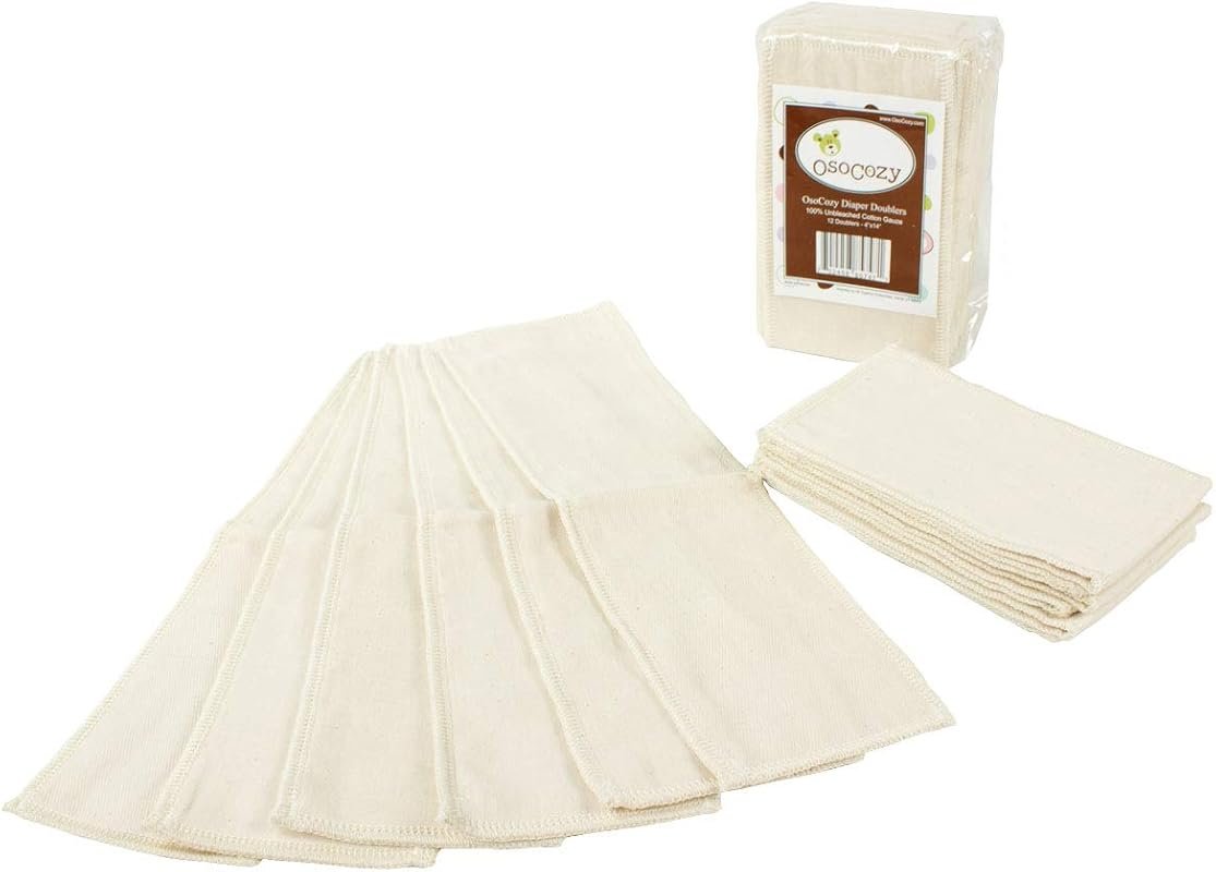 OsoCozy 12-Pack Unbleached Gauze Cloth Diaper Doublers 6-Layer 4x12 In