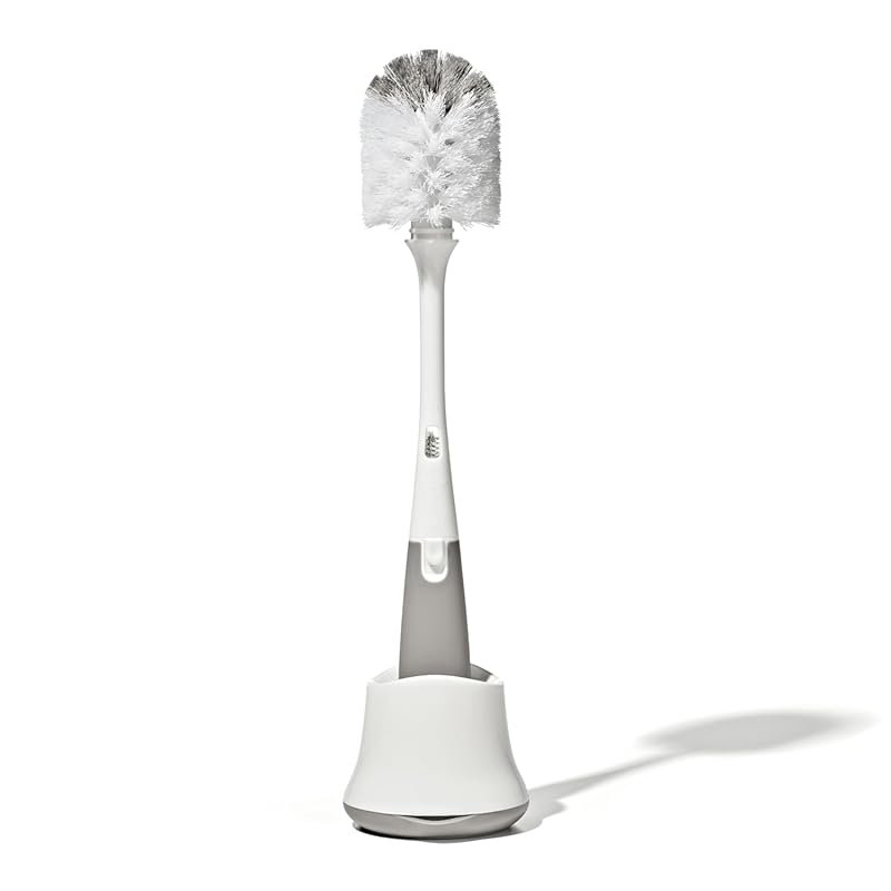 OXO Tot bottle brush with nipple cleaner and stand, gray best baby bot
