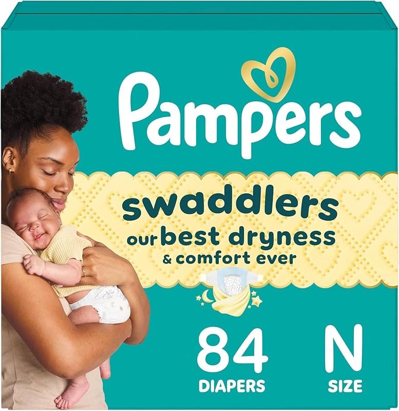 Pampers Swaddlers Diapers, Size 0 , 84 Count, Absorbent, Keeps Baby Dr
