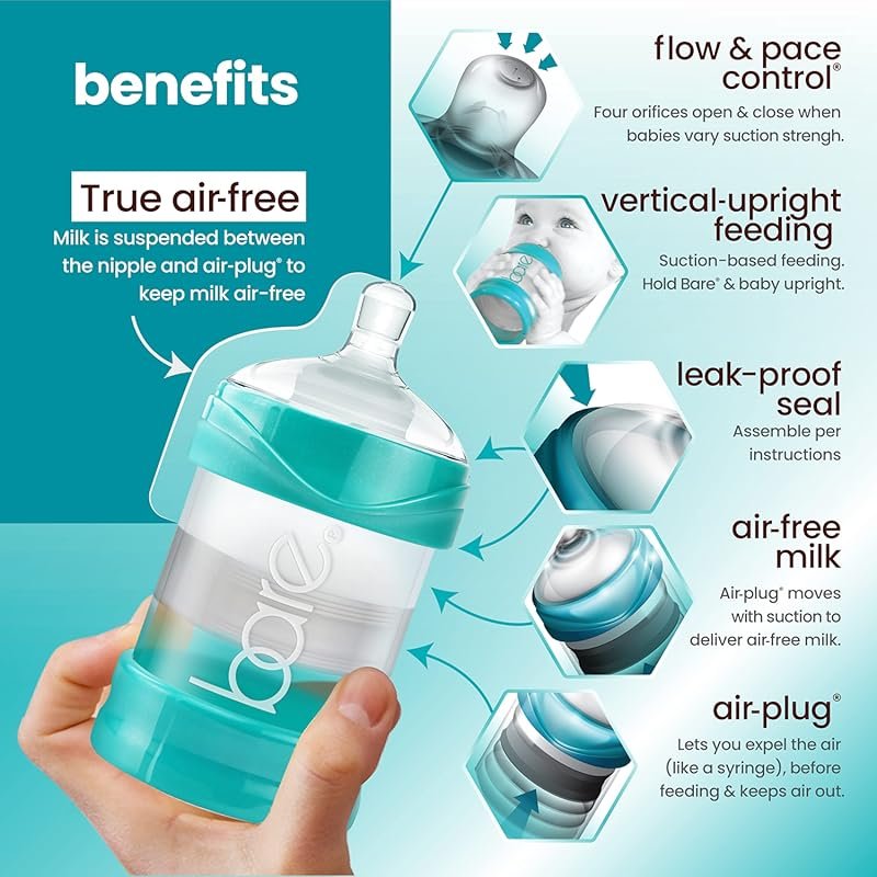 Bittylab Bare Upright Air Free 4oz Bottle for Breastmilk or Formula An