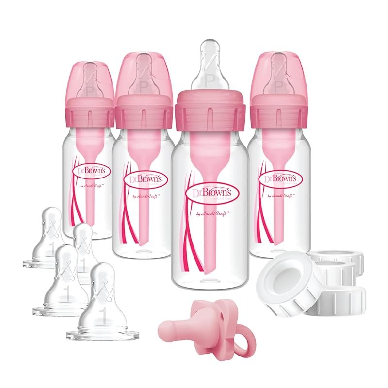 Dr. Brown's Anti-Colic Feeding Set with Slow Flow Nipples, Travel Caps