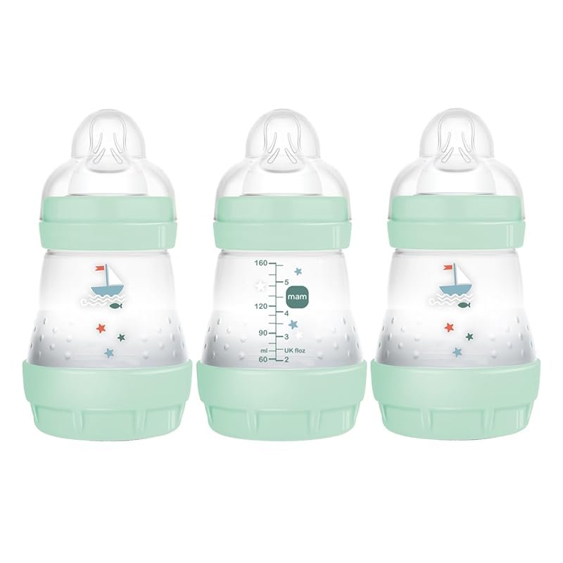 MAM Easy Start 5 oz Anti-Colic Baby Bottle, Slow Flow, Breastfeeding-L