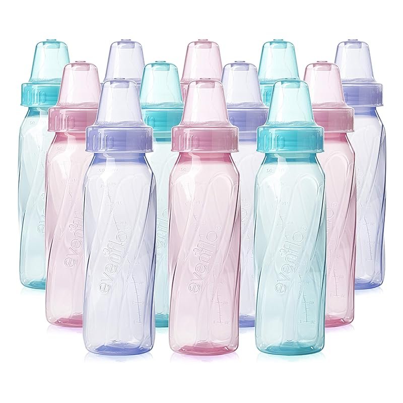 Evenflo Classic Tinted Plastic Standard Neck Baby Bottles 8 oz Pack of