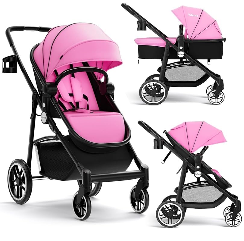 INFANS 2-in-1 Pink High Landscape Stroller