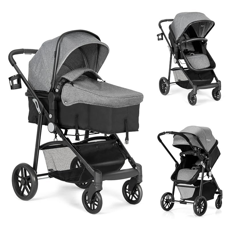 BABY JOY 2-in-1 Convertible Baby Stroller and Bassinet