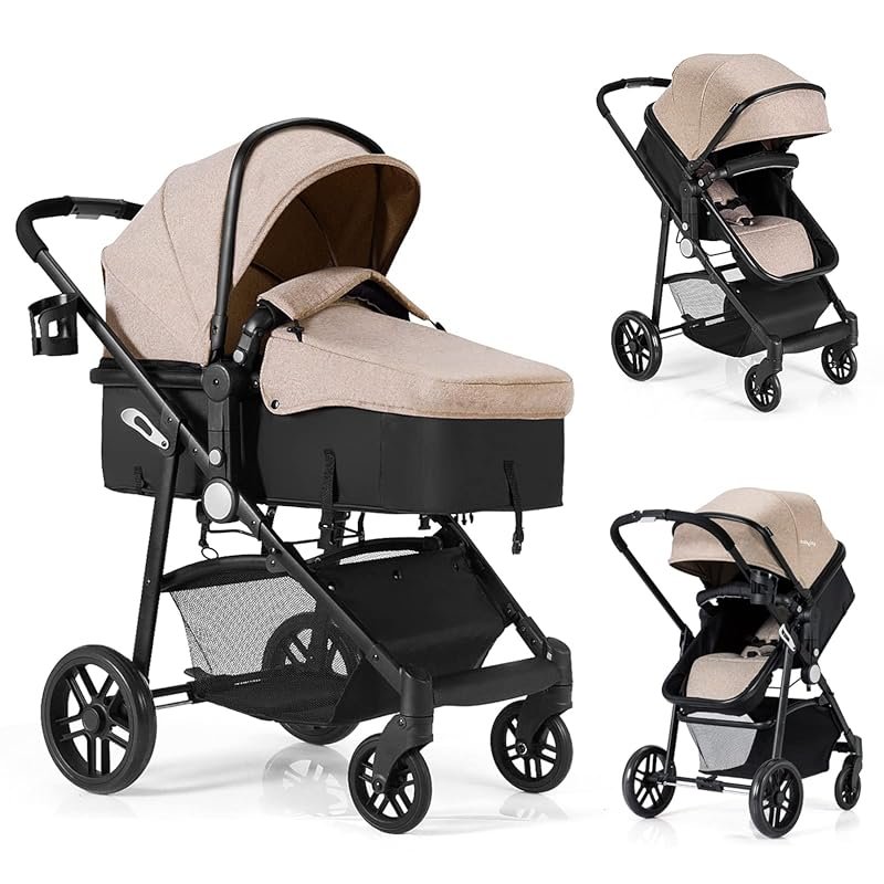 BABY JOY 2-in-1 Convertible Baby Stroller and Bassinet