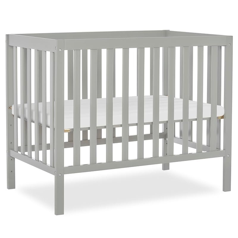 Dream On Me Edgewood 4-in-1 Convertible Mini Baby Crib, Greenguard Gol
