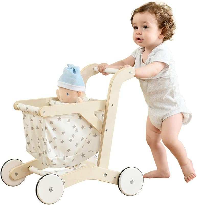 labebe Baby Push Walker Doll Stroller: Wooden Learning Walker and Shop