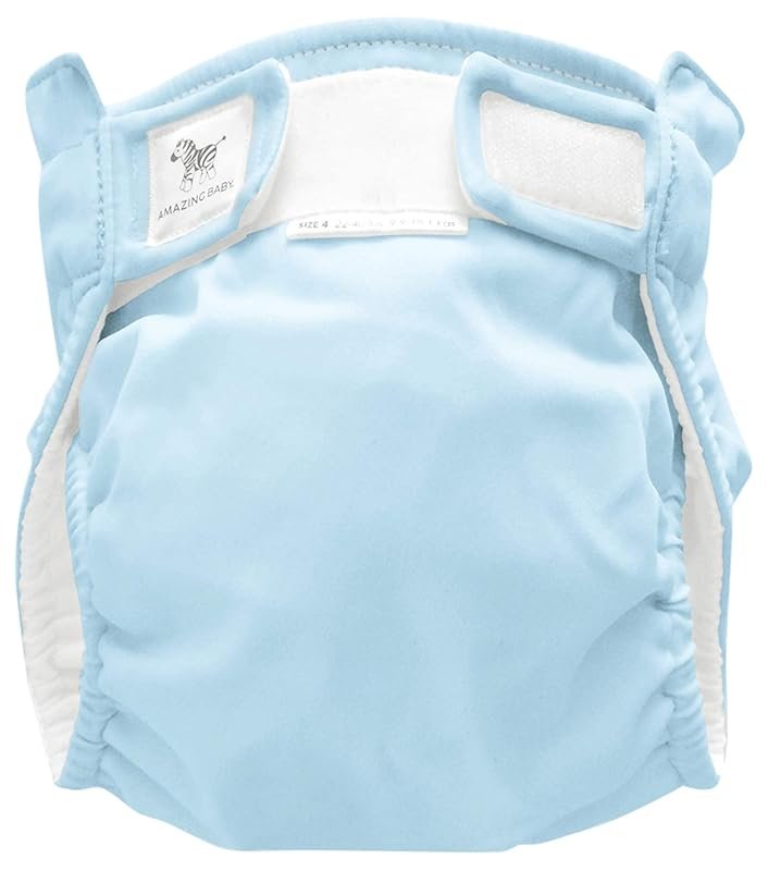 Amazing Baby Hybrid Cloth Diaper Cover Size 4 Pastel Blue Includes Tri