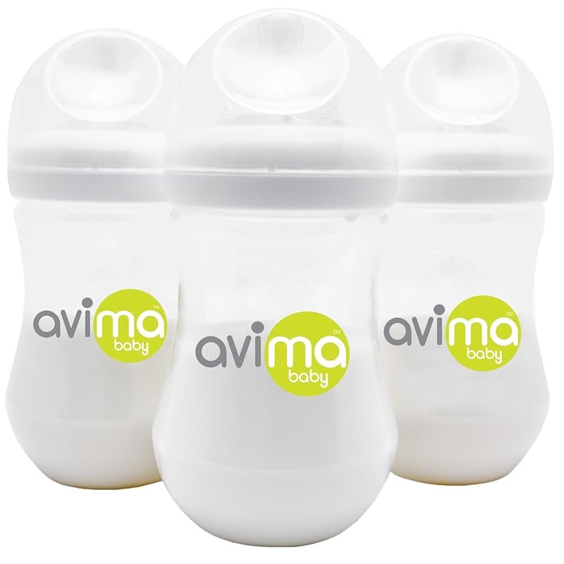 Avima 9 oz Anti-Colic Bottles for Breastfed Babies Wide Neck Medium Fl