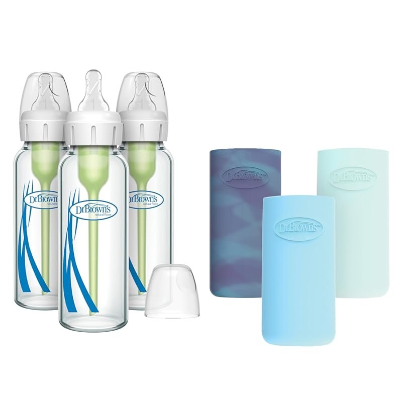 Dr. Brown's Options Plus narrow glass baby bottles with silicone sleev