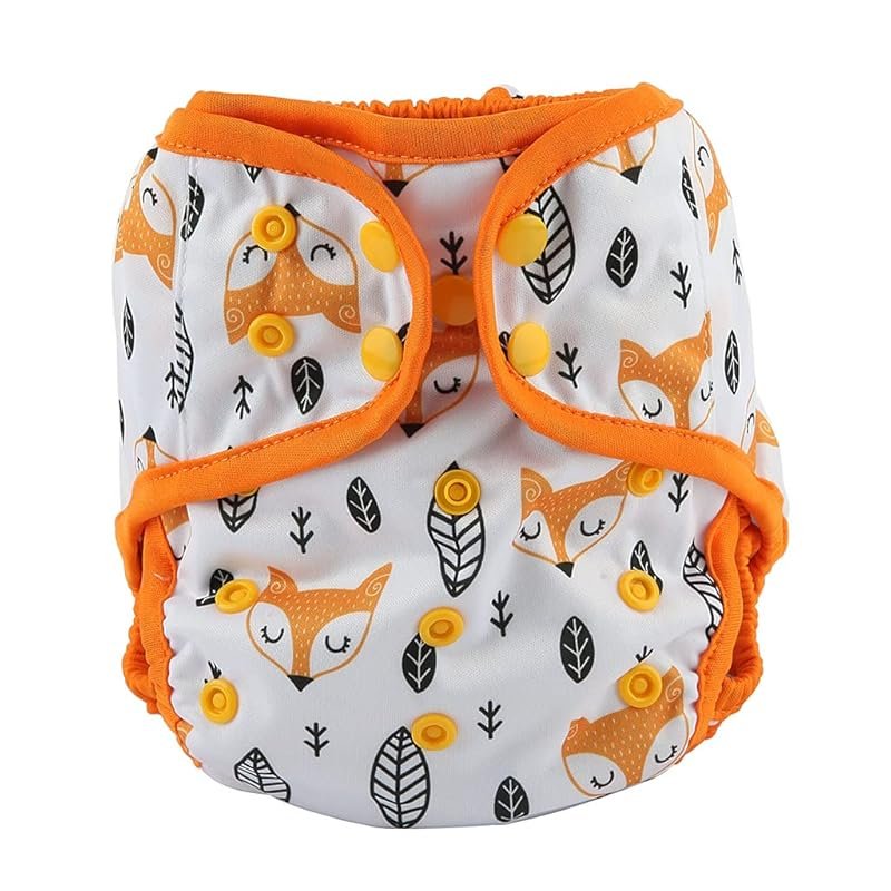 One Size Cloth Diaper Cover with Snap Closure and Double Gusset, Fox H