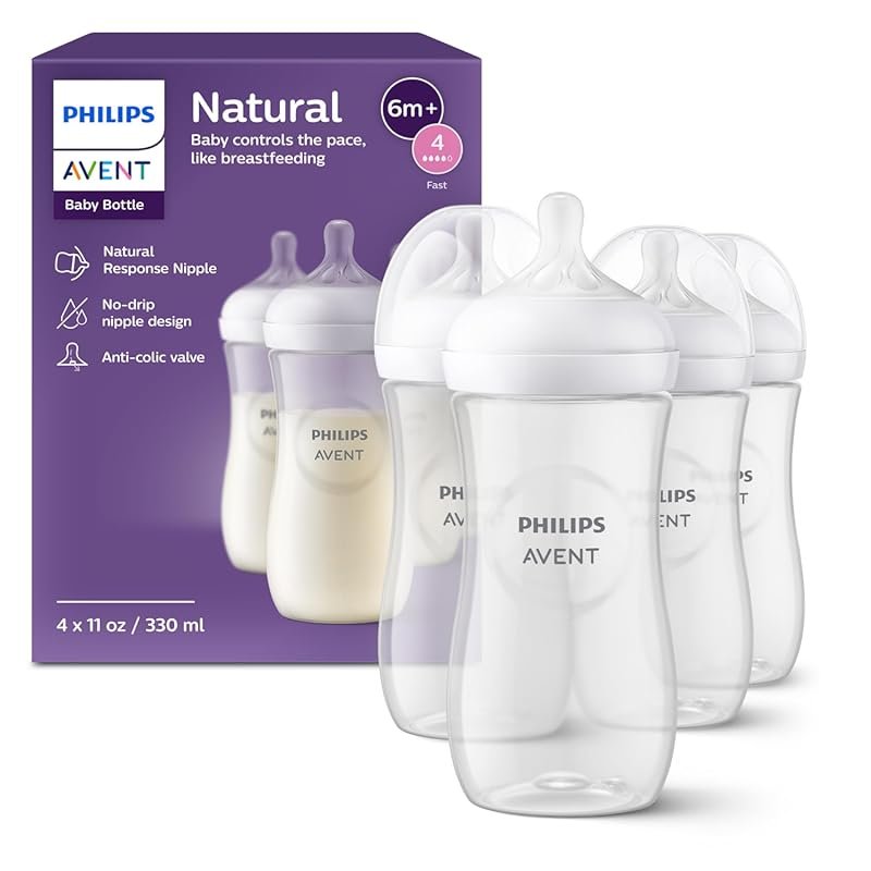 Philips Avent Natural 11oz Baby Bottles Natural Response Fast Flow Nip