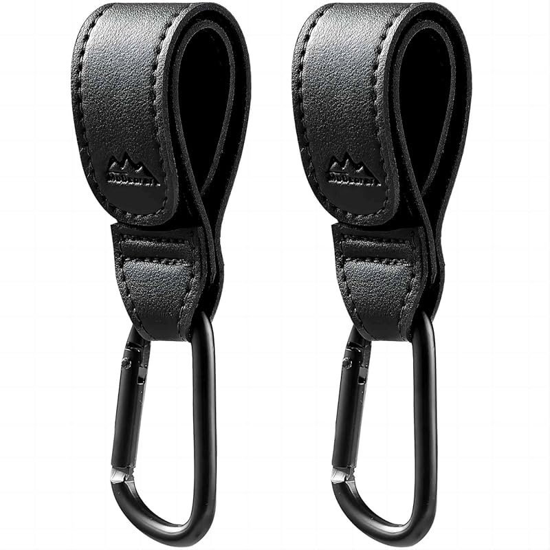 Vegan Leather Baby Stroller Hooks for Hanging Diaper Bags and Grocery 