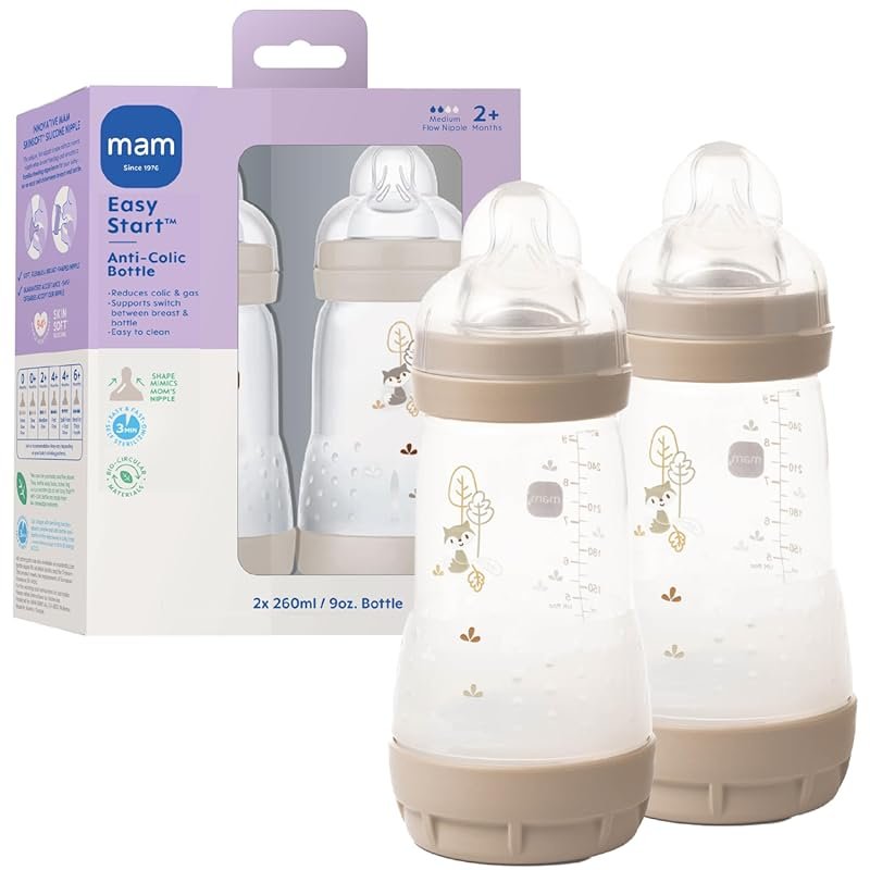 MAM Easy Start Anti-Colic Baby Bottle 9 oz medium flow breastfeeding-l