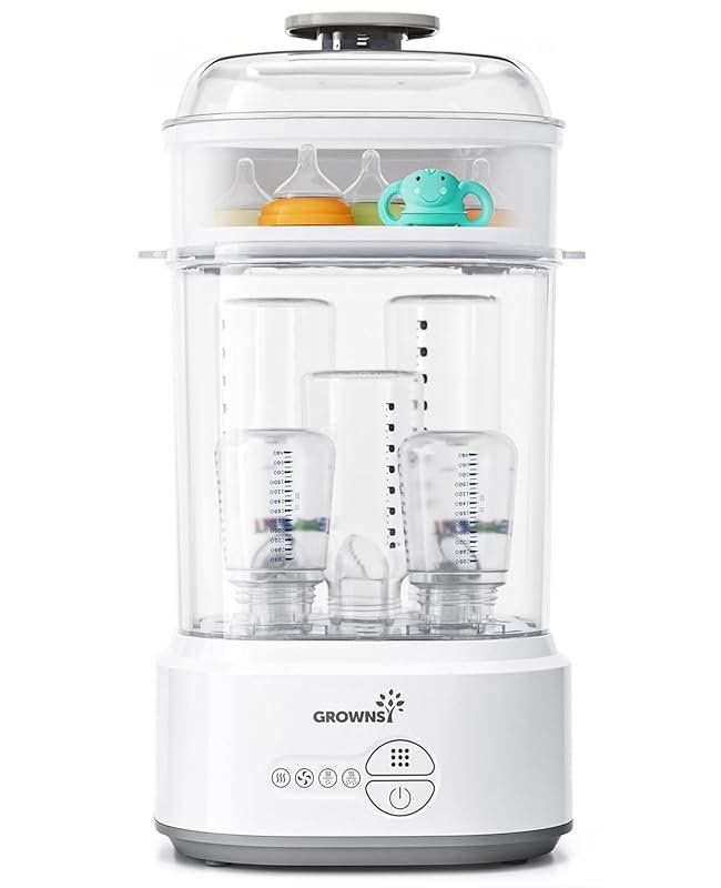 GROWNSY Compact Electric Steam Bottle Sterilizer and Dryer for Baby Bo