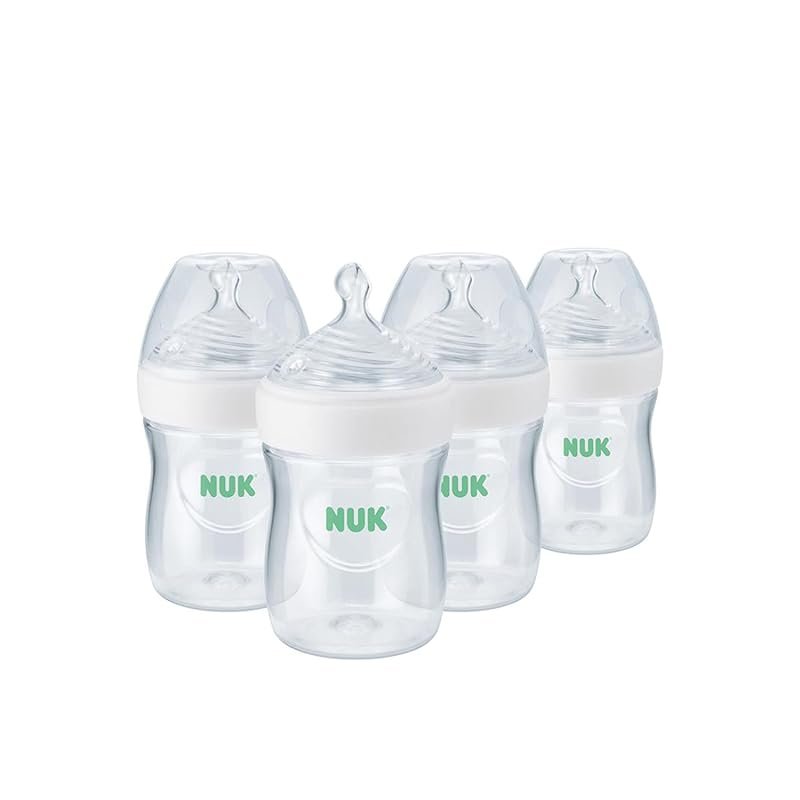 NUK Simply Natural Baby Bottle with SafeTemp 5oz 4 Count Soft Nipple S