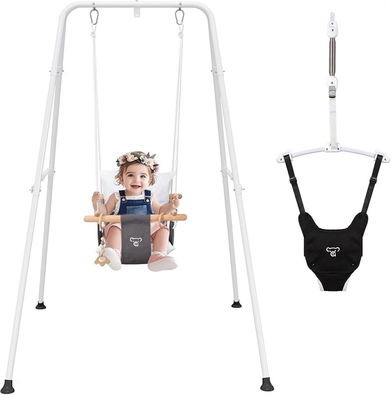 RAGOZONERY 2-in-1 Baby Jumper Swing and Bouncer Set for Indoor and Out