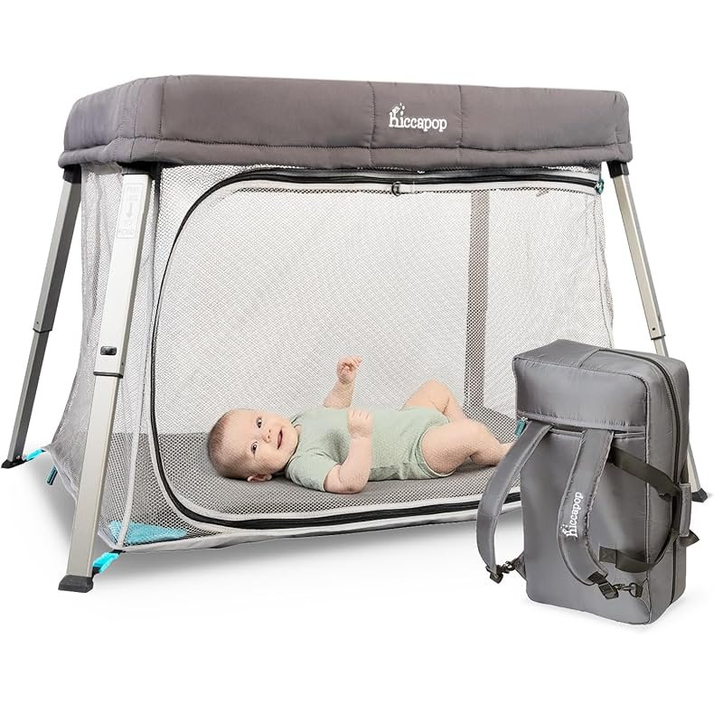 Hiccapop TravelPod Crib - Lightweight Foldable Travel Bed for Babies T