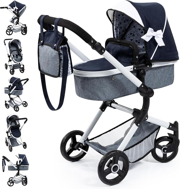 Bayer: Pram Neo Vario - Blue, Grey, White - Includes Shoulder Bag, Fit