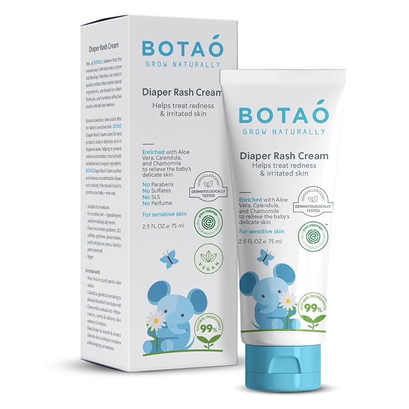 Baby's Natural Organic Diaper Cream EWG Verified Soothes Rashes with A