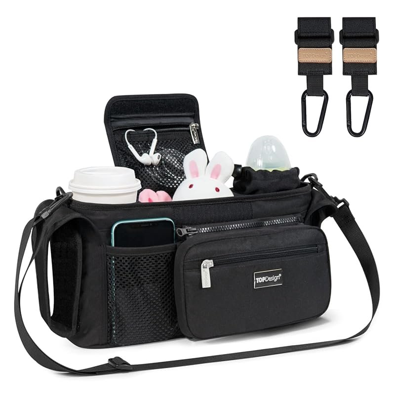 TOPDesign Universal Baby Stroller Organizer with Insulated Cup Holders