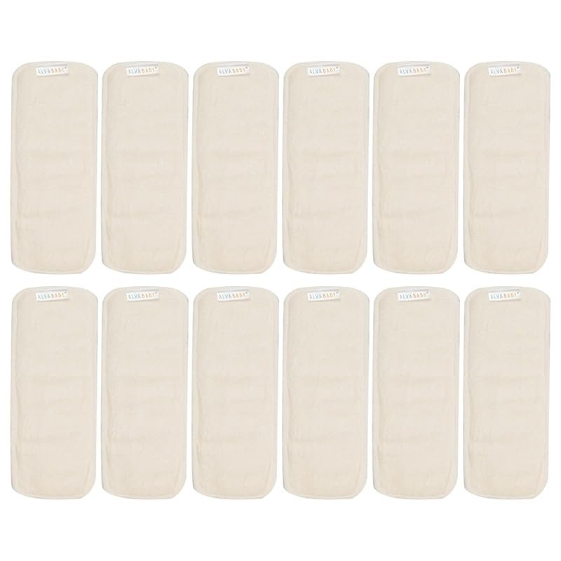 ALVABABY 12-Pack Newborn Cloth Diaper Inserts Four-Layer Reusable Over