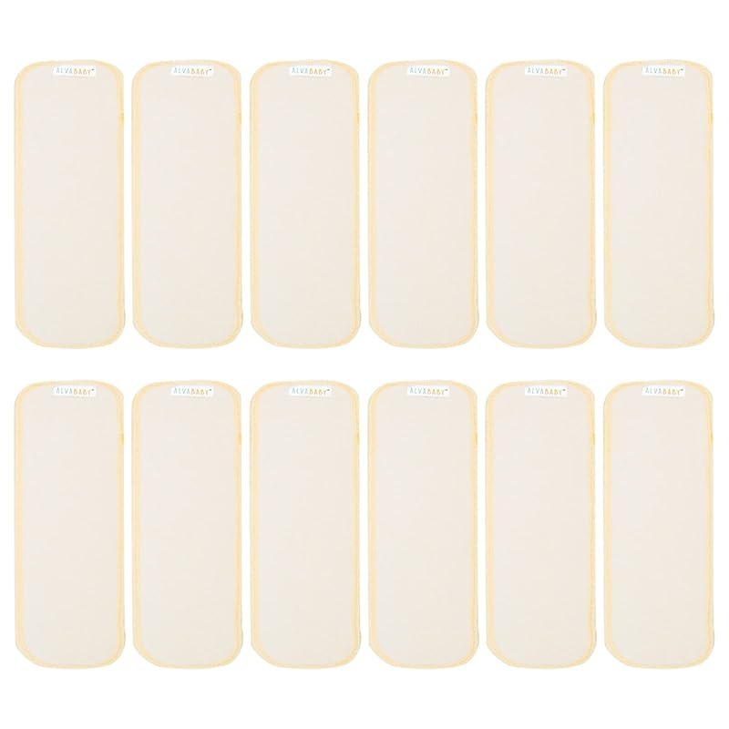 ALVABABY 12-Pack Newborn 3-Layer Cloth Diaper Inserts Super Soft Reusa