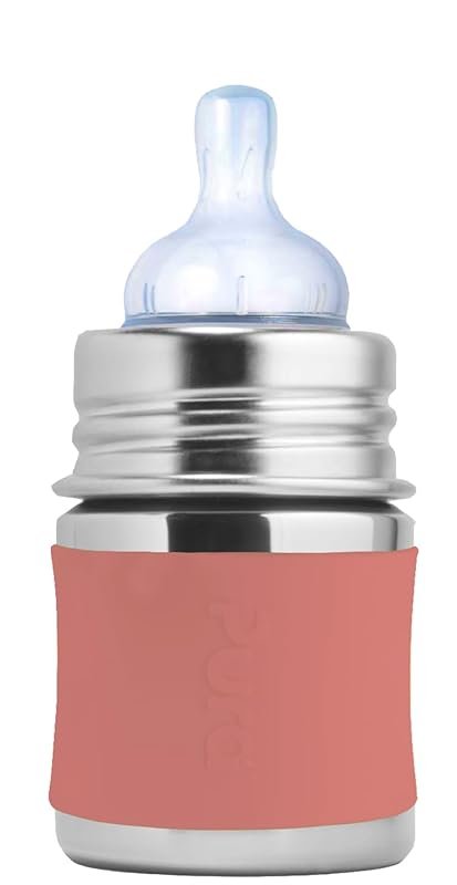 Pura Kiki 5 oz Stainless Steel Anti-Colic Infant Bottle with Silicone 