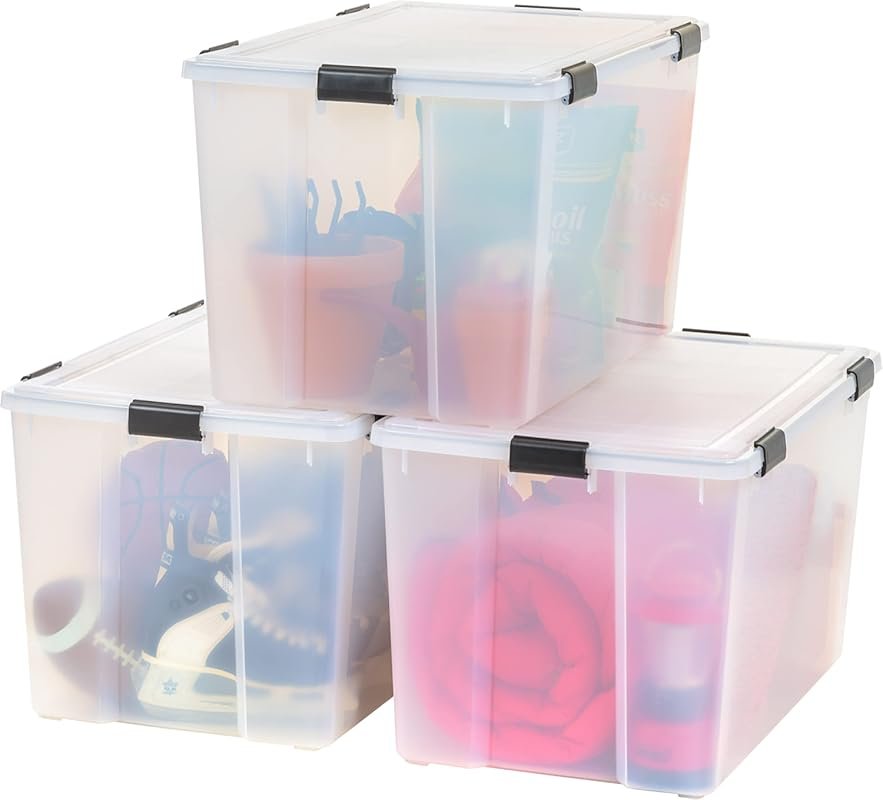 IRIS USA WeatherPro 156 Qt Storage Bins 3-Pack Gasket Lid BPA-Free Tig