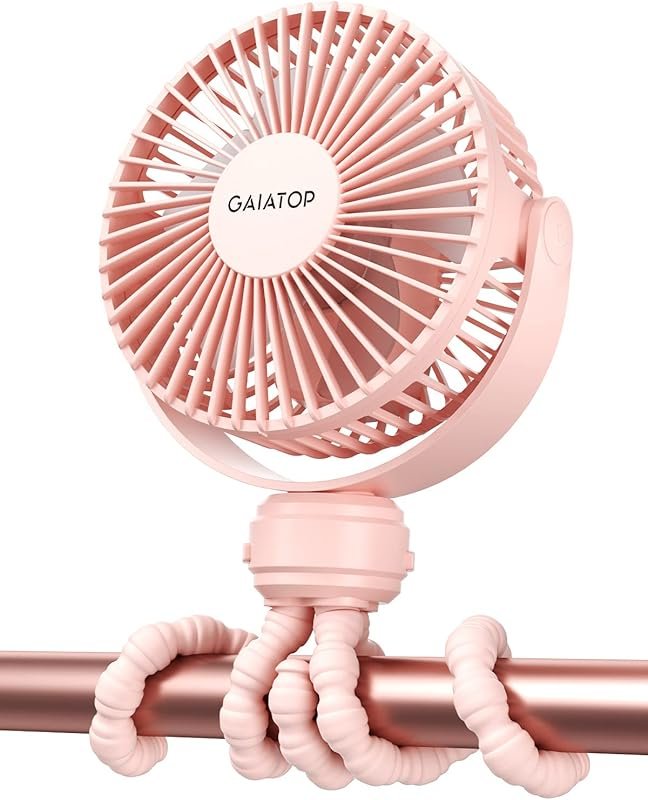 Gaiatop Mini Stroller Fan: 3-Speed Rechargeable with 360° Rotating Tri