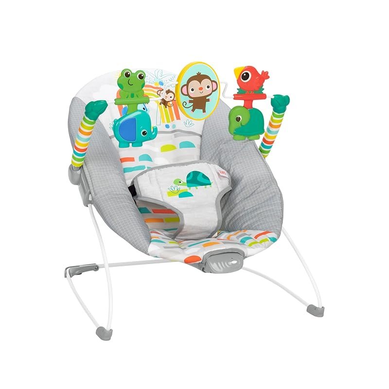 Bright Starts Playful Paradise Baby Bouncer Seat with Soothing Vibrati