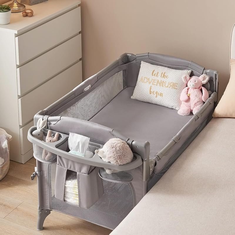 BEKA 4-in-1 Baby Bassinet Bedside Sleeper with Crib, Playard, Changing