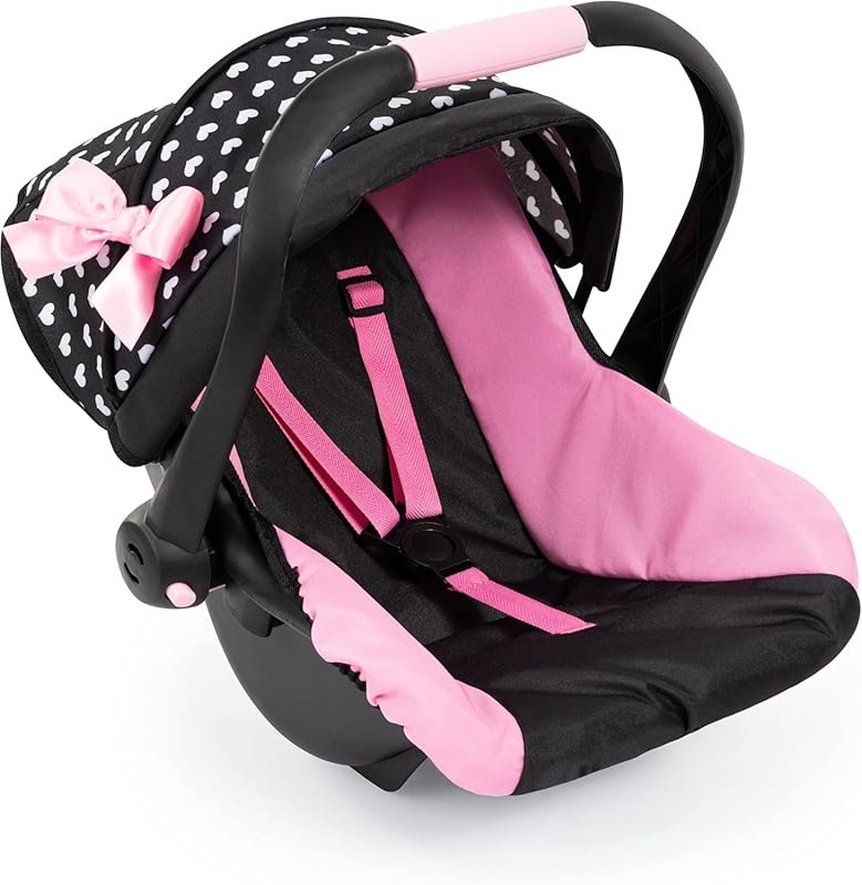 Bayer Design Deluxe Dolls Car Seat Hearts Black and Pink, For Dolls Up