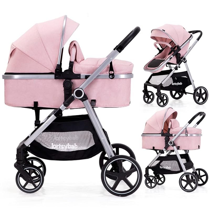 Lortsybab 2-in-1 Pink Folding Stroller