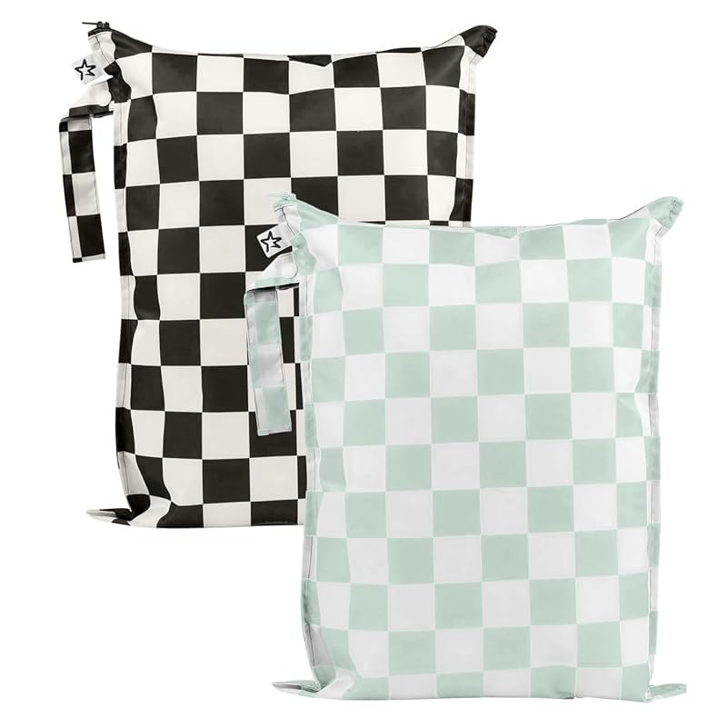 Tiny Twinkle 2-Pack Waterproof Wet Bags, Reusable Cloth Diaper Wet Bag